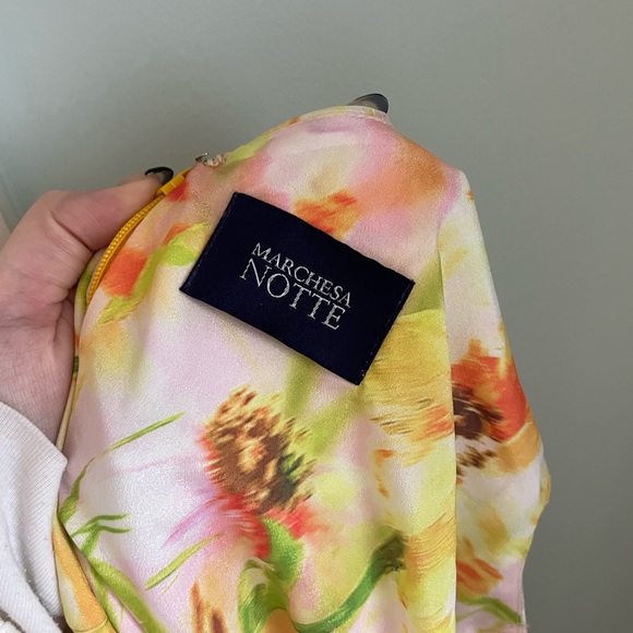 NWOT Marchesa Silky Printed Ruffle Mini Dress - Picture 3 of 14